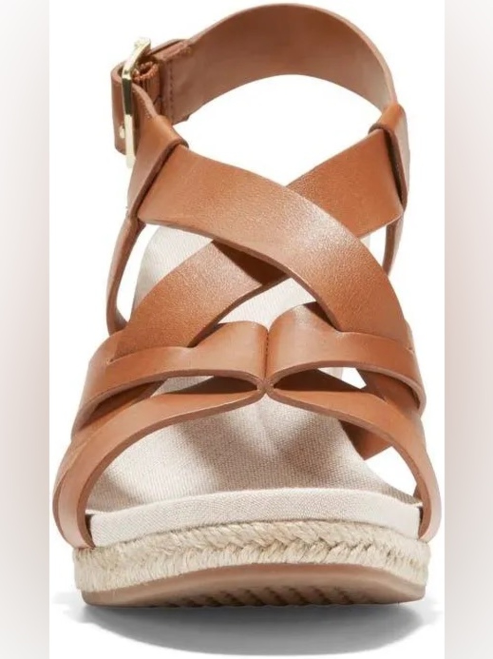 Cole Haan Crystal Honey Leather Espadrille Wedge Sandals Size 8 $150 - Picture 3 of 12